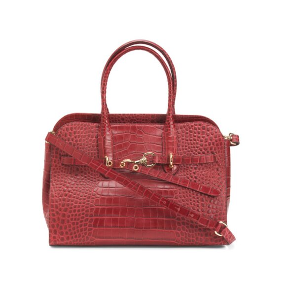 CLAUDIA Accessories - CLAUDIA Red Made In Italy Leather Croco Belt & Buckle Annalou Satchel